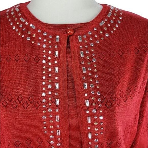 -Alfred Dunner Red layered Cardigan Medium - Picture 4 of 4